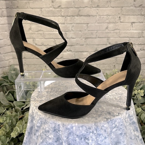 Kelly & Katie “Evie” Black Pointed Toe Strappy Stiletto Dress Heels WMS 9M🖤EUC - Picture 3 of 9